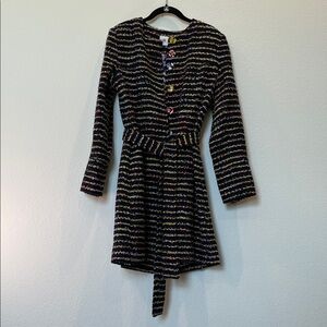 CAbi Tweed Headline Topper Coat Button Ip Tie Waste Size 6